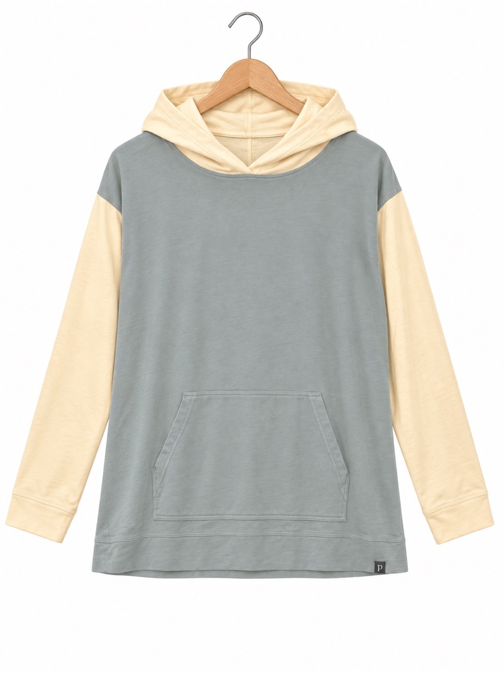 Pendleton Colorblock Hoodie granola girl Gray Cream Lightweight Pullover top
